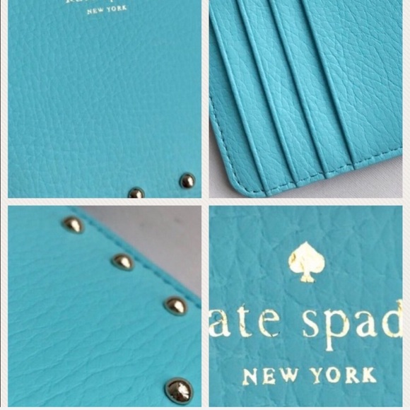 Kate Spade Sanders Mini Wallet Bitsy Studded Blue - Picture 2 of 7